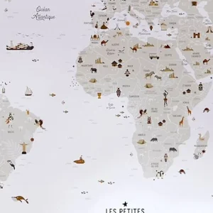 Affiche Carte Du Monde LES PETITES DATES Marron Imprimé – Les Petites Dates pas cher en vente 13