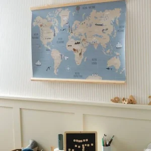 Décoration Murale Mappemonde Carte Du Monde Bleu – Vertbaudet soldes ligne 9