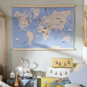 Décoration Murale Mappemonde Carte Du Monde Bleu – Vertbaudet soldes ligne 11