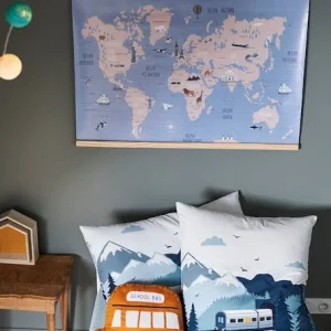 Décoration Murale Mappemonde Carte Du Monde Bleu – Vertbaudet soldes ligne 13