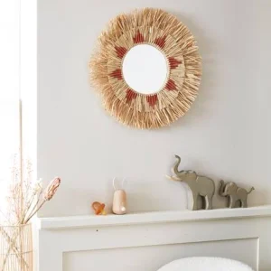 grande promotion Miroir Rond Raphia Beige / Rose – Vertbaudet 11