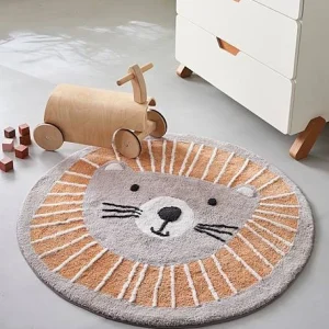 Réductions Tapis Rond Lavable Lion Gris / Orange – Vertbaudet 11